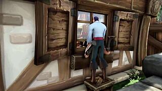 elf thief stuck, getting rough fucked on window 😈