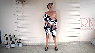 Prison Lady Forced to Strip on Camera in Cosplay Scene