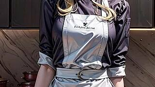 hey, wanna see this ai-generated blonde chef flash her pussy? she’s teasing with upskirt shots in the kitchen!