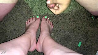 I Cum Hard on My Gf’s Pretty Feet and Toes