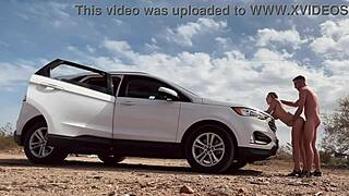 i got butt naked on the side of the road for risky sex with a hot blonde