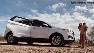 i got butt naked on the side of the road for risky sex with a hot blonde