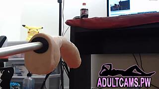 Tattooed girl experiments with a wild fucking machine in private.