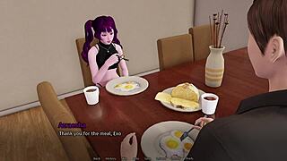 Playing this hentai game with handjob action