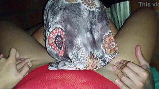 sexy girl in red body takes tight pussy fuck