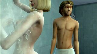 Hermanastro y hermanastra follan duro en la ducha caliente