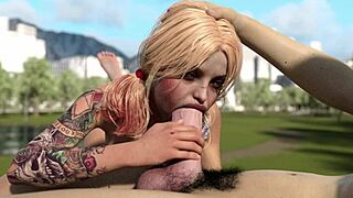 Harley quinn deeptroat huge white dick