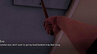 Playing this hentai game with handjob action