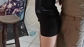 Wife surprises computer technician with outdoor creampie