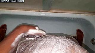 Naked Black Guy with Big Dick Masturbates in Shower for Fetish Community