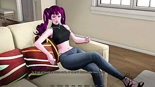 Playing this hentai game with handjob action