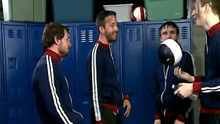 Safado's Wild Orgy Tale - Sucking Three Guys in Locker Room