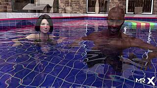 Beautiful bikini pool girls receive acting lessons in 3d hentai game.