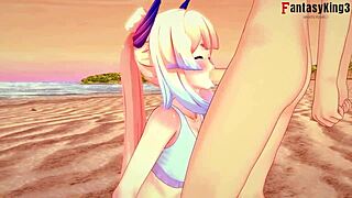 Kokomi in bikini during missionary POV scene from Genshin Impact short