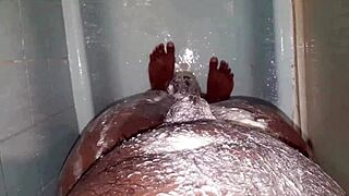 Naked Black Guy with Big Dick Masturbates in Shower for Fetish Community