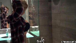 sabrina moon's blonde webcam show in hot shower, masturbating her wet pussy – bathing beauty or naughty tease?