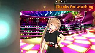 Hatano Kokoro's big tits rubbed in 3D anime.