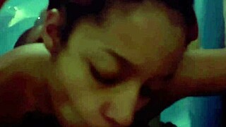 At Motel Pool, Sexy Black Woman Gives Intense Blowjob