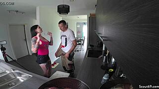 German Teen - Horny Teeny Bangs Repairman Without Condom