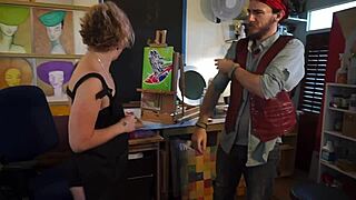 Male art model surprised by mistress in interview part 1