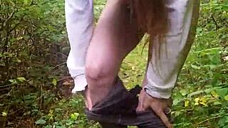 Skinny Babe Pees Outdoor Boldly