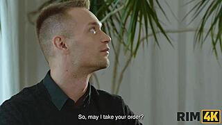 Intense interracial rimjob with ebony beauty licking ass passionately