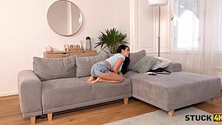 Stuck4k friend watches helpless girl before diving into her shaved pussy