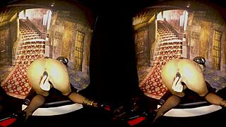 Claudia Mac as a cosplay warrior masturbates with a dildo in 3D VR