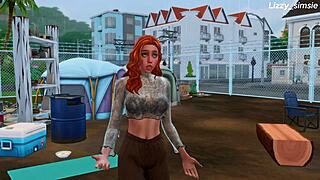 innocent redhead fucks bbc bum on street in sims 4 3d animation