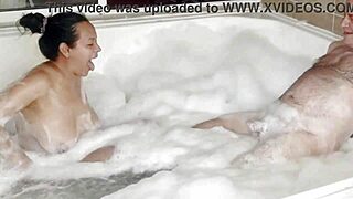 i peep on neighbors bathing with big cocks and asses in jacuzzi