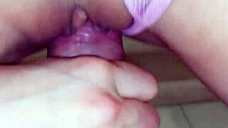 I rubbed my cock with her shaved pussy