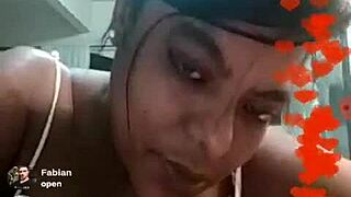 Brazilian BBW teases with huge tits and fat ass on webcam