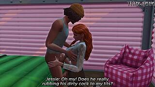 innocent redhead fucks bbc bum on street in sims 4 3d animation