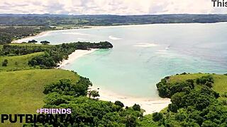 Horny Putri Cinta slammed by big dick on beach