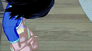 Rukia fingers her tight pussy to intense orgasm in Bleach hentai.