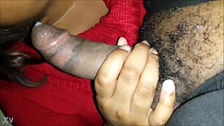 Ebony mama sucks black shaft privately