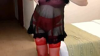 Milf with Huge Tits Strips and Plays with Dildo