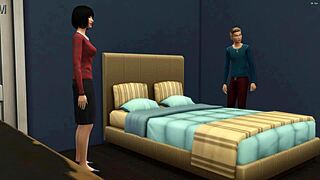 Japonská macecha přistihne nevlastního syna při masturbaci a tvrdě ho šukne