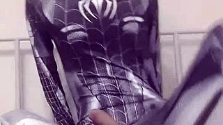 Sexy Gay Teen Strokes Like Spider-Man in Solo Play