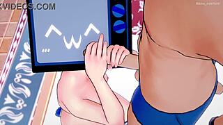 TV Woman Enjoys Wild Sex While Wearing Tiny Bikini in 3D