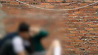 Mexican teen latina babe sucks cock and gets fucked outdoors behind school salons in public sex