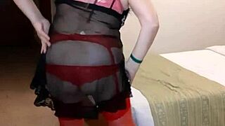 Milf with Huge Tits Strips and Plays with Dildo