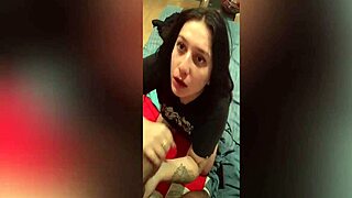 Girlfriend gives deepthroat blowjob with big tits bouncing