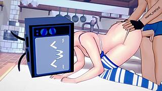 TV Woman Enjoys Wild Sex While Wearing Tiny Bikini in 3D