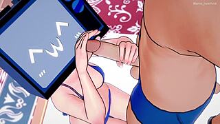 TV Woman Enjoys Wild Sex While Wearing Tiny Bikini in 3D