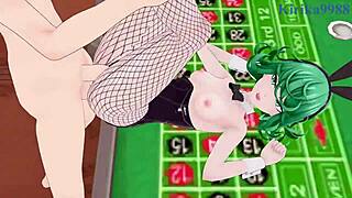 Tatsumaki and Fubuki in steamy bunny girl threesome with huge breasts