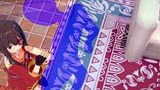 konosuba hentai - megumin handjob with cumshot in her face - japanese asian manga anime game porn