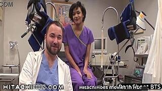 Jackie Banes enjoys wand orgasms in exam.