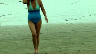 first time beach sex with stepson during vacation, teaching him every move