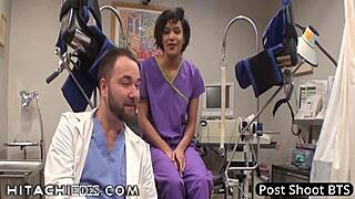 Jackie Banes enjoys wand orgasms in exam.